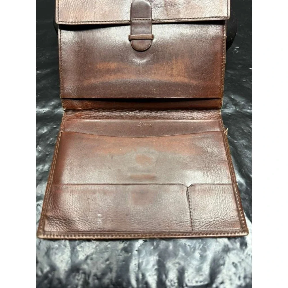 Vintage Loewe Men's Leather Logo Embossed Credit Card Bifold Wallet Brown‎